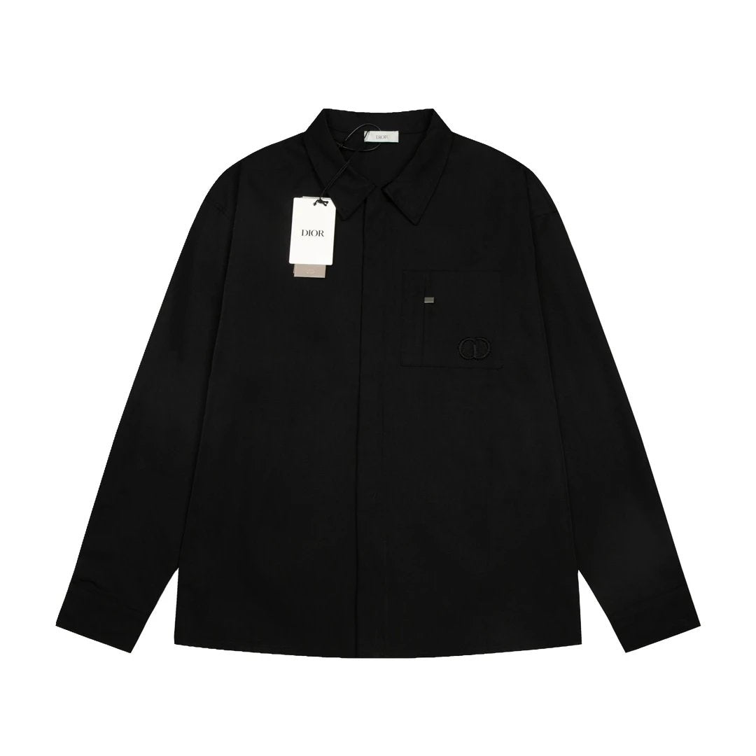 Dior Shirt Pocket logo Embroidered Zipper Thickened Shirt Fabric Unisex Jacket