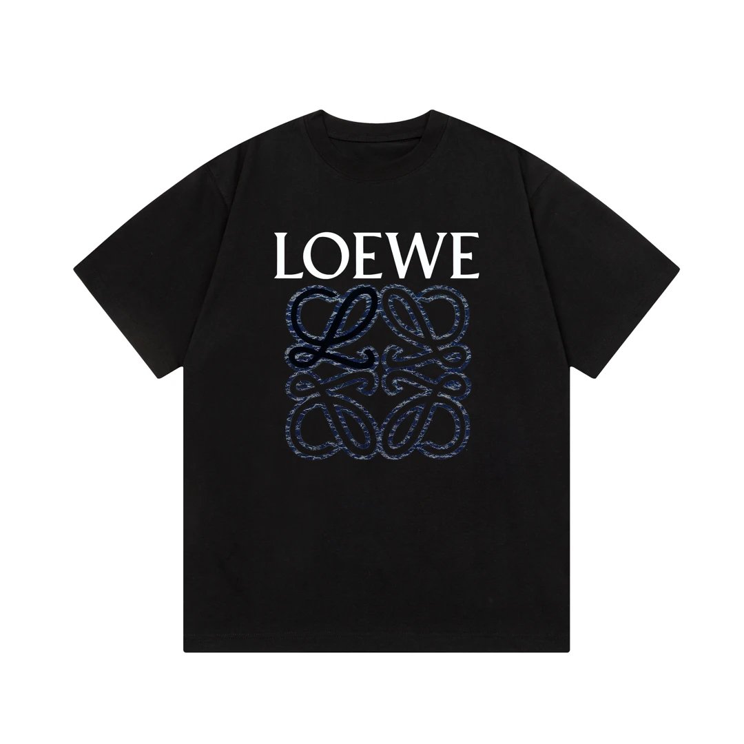 LOEWE T-shirt Color-Block Letter Direct Print Logo round Neck Short Sleeve25ss New Pure Cotton Unisex Style T T-shirt OS Loose Fit Base Shirt Short Sleeve Top T-Shirt