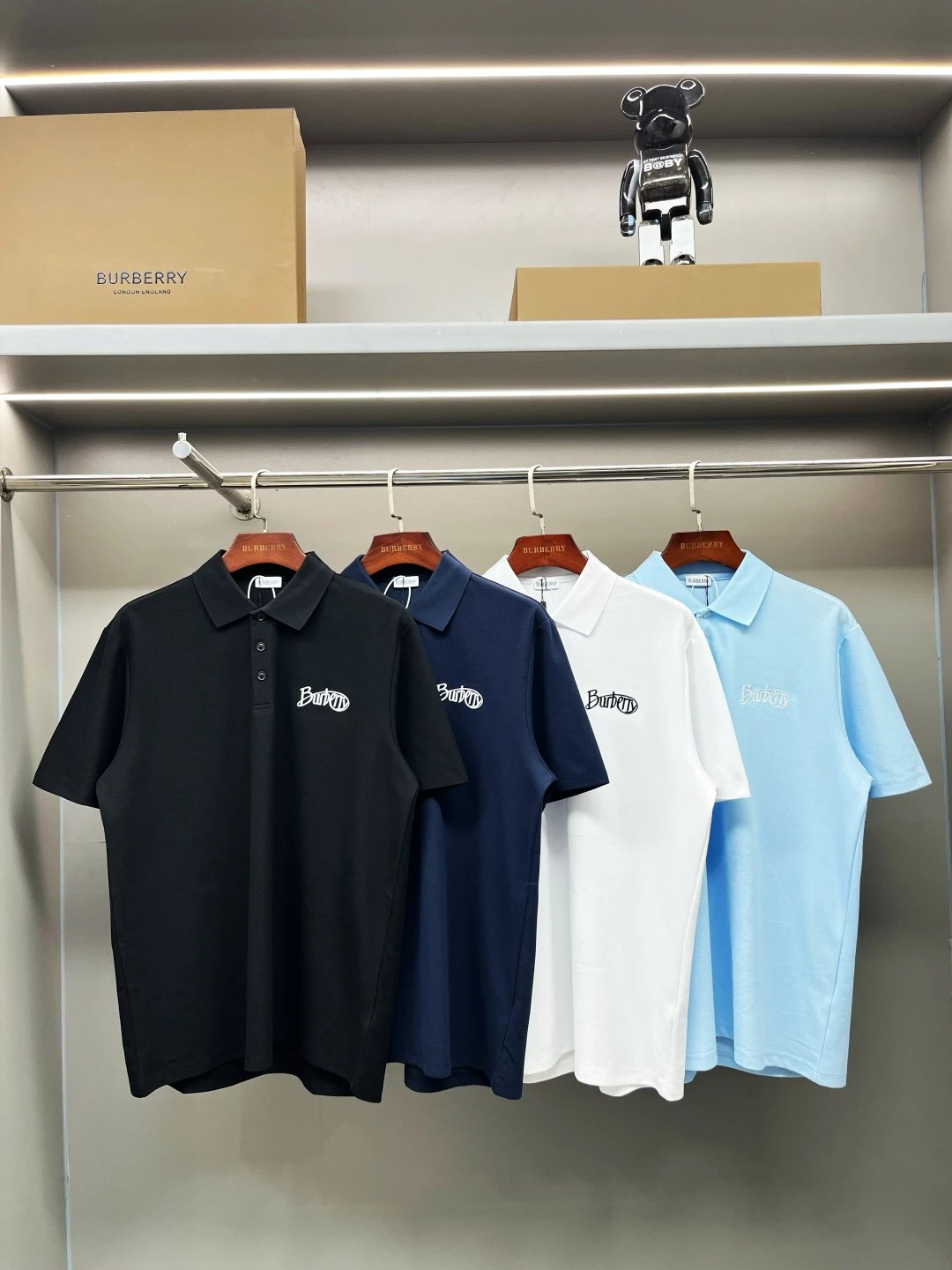 Burberry T-shirt Micro Logo Letter Embroidery Pique Cotton POLO Shirt Lapel Short Sleeve25ss New Unisex Summer Short Sleeve OS Loose T Business Half Sleeve Shirt Plus Size T-Shirt