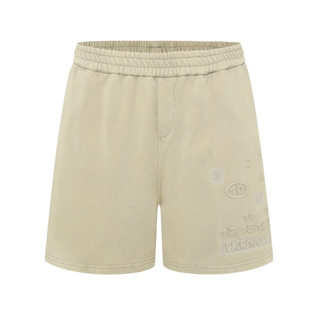 Maison Margiela Shorts 3D 3D Embossed logo Cropped Pants25ss New Heavy Drawstring American Style Casual Summer Pants5Two-in-One Casual Sweatpants for Men and Women