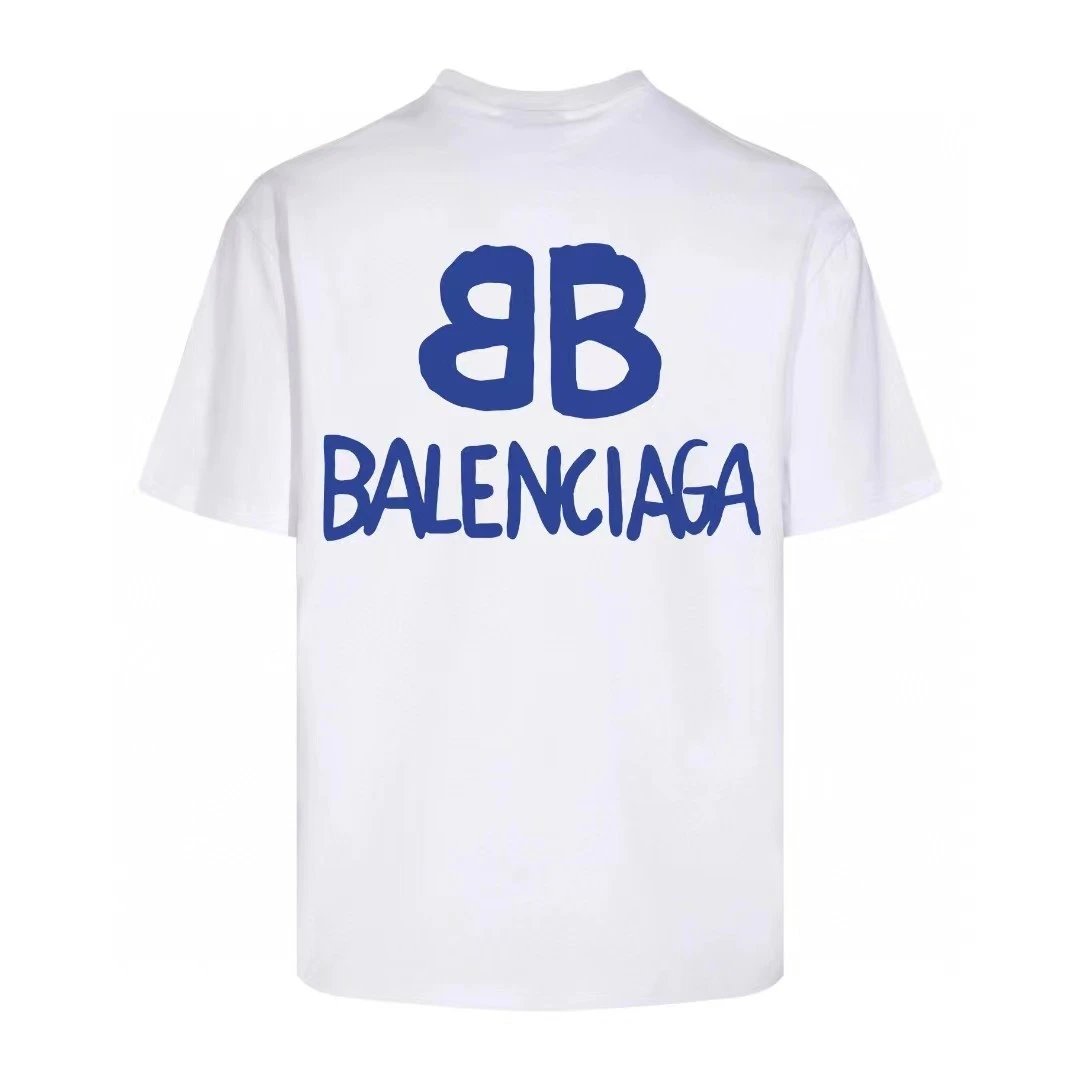 Balenciaga T-shirt Double Back B Large Letter Print logo round Neck Short Sleeve25ss New Pure Cotton Unisex Style T T-shirt OS Loose Fit Base Shirt Top Half Sleeve T-Shirt