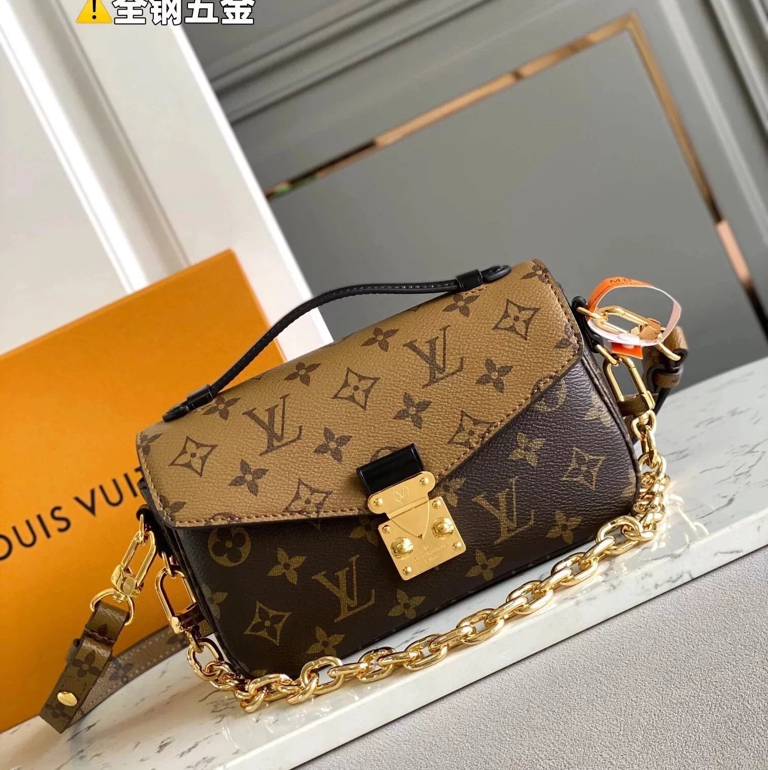 Louis Vuitton LV Women's Bag Top version 【Tax-Free Chip Version MB Version All-Steel Hardware】2022New Women's Bag METISEASTWEST Messenger Chain Bag Double Chain Small Mailman Bag Presbyopic Shoulder Messenger Bag Handbag M46279