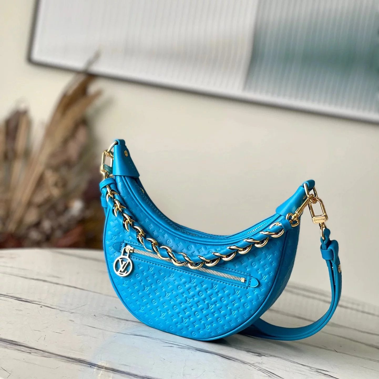 Louis Vuitton LV Women's Bag Top version Full Leather Moon Bag Series Pea Bag Selenodont Bag Hobos Shoulder Underarm Chain Bag