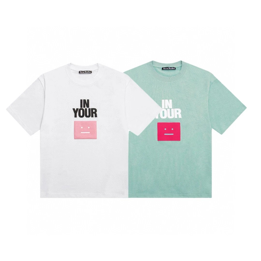 Acne Studios T-shirt Top Version Counter Same Style Cotton Short Sleeve T T-shirt Men's and Women's Loose Bottoming Shirt2024New Summer