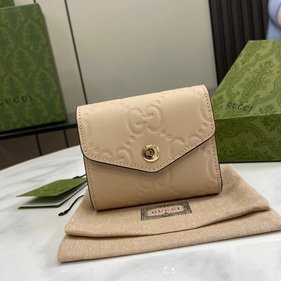 Gucci Wallet Top version 【High Version Original Leather】2024New/Ophidia Series Mini Trifold Wallet Women's Wallet Women's Wallet Coin Purse Small Wallet Women's Bag Embossed Original Leather9.5cm Model:772793