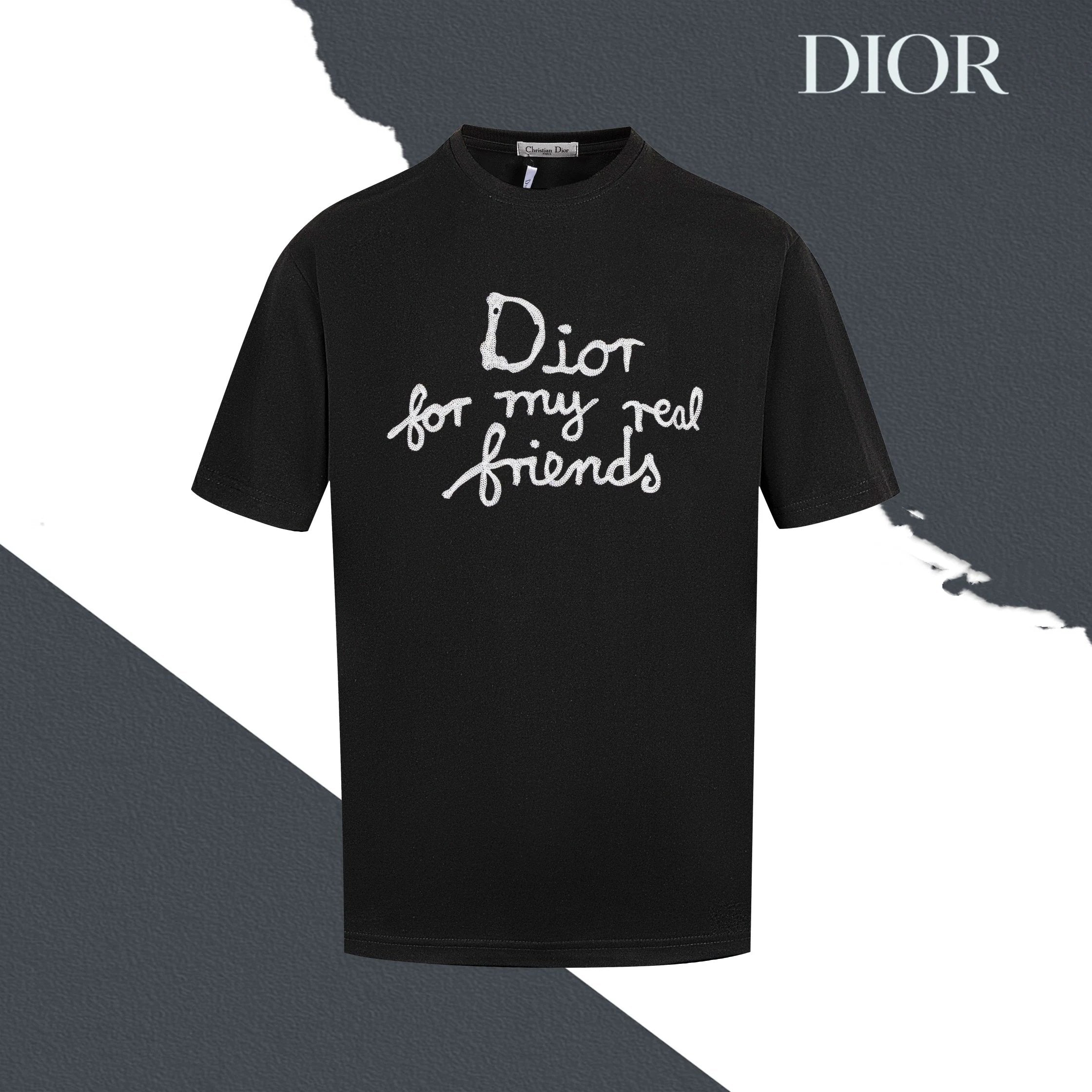 Dior T-shirt Chest Letter Logo Embroidery logo round Neck Short Sleeve25ss New pure cotton T Unisex T-Shirt OS Loose Fit Base Shirt Top Half Sleeve T-Shirt