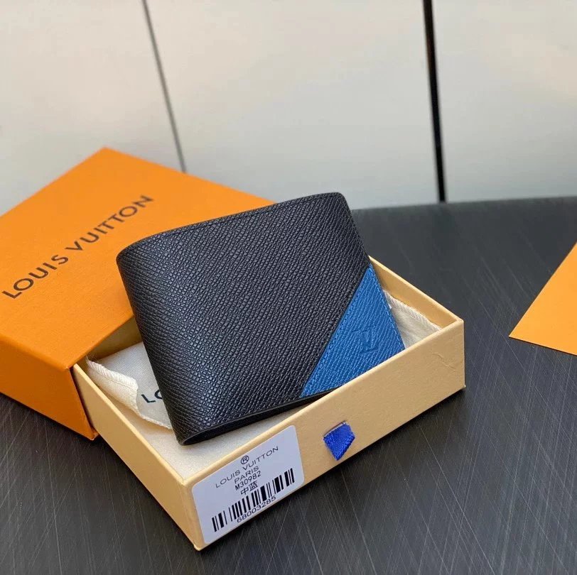 Louis Vuitton LV Wallets/Clutches Top version 【Look for Picture Details:**Original Order Taiwan Goods】M30980Dark Blue Full Leather the Suit Wallet Series BRAZZA Wallet Men's Wallet