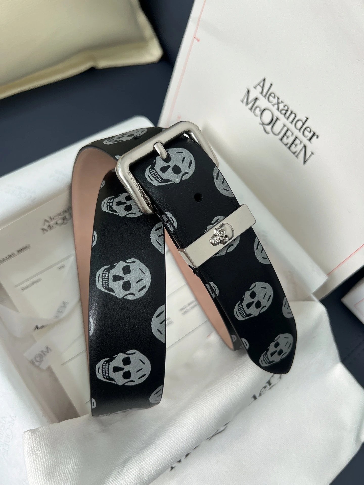 McQueen Belt Top version Original Order Surrogate Shopping Grade Men's Leather Belt Belt Italy Imported First Layer Calfskin with Frosted Bottom,with Vacuum Electroplating Antique Copper Pin Buckle,Official Website New
