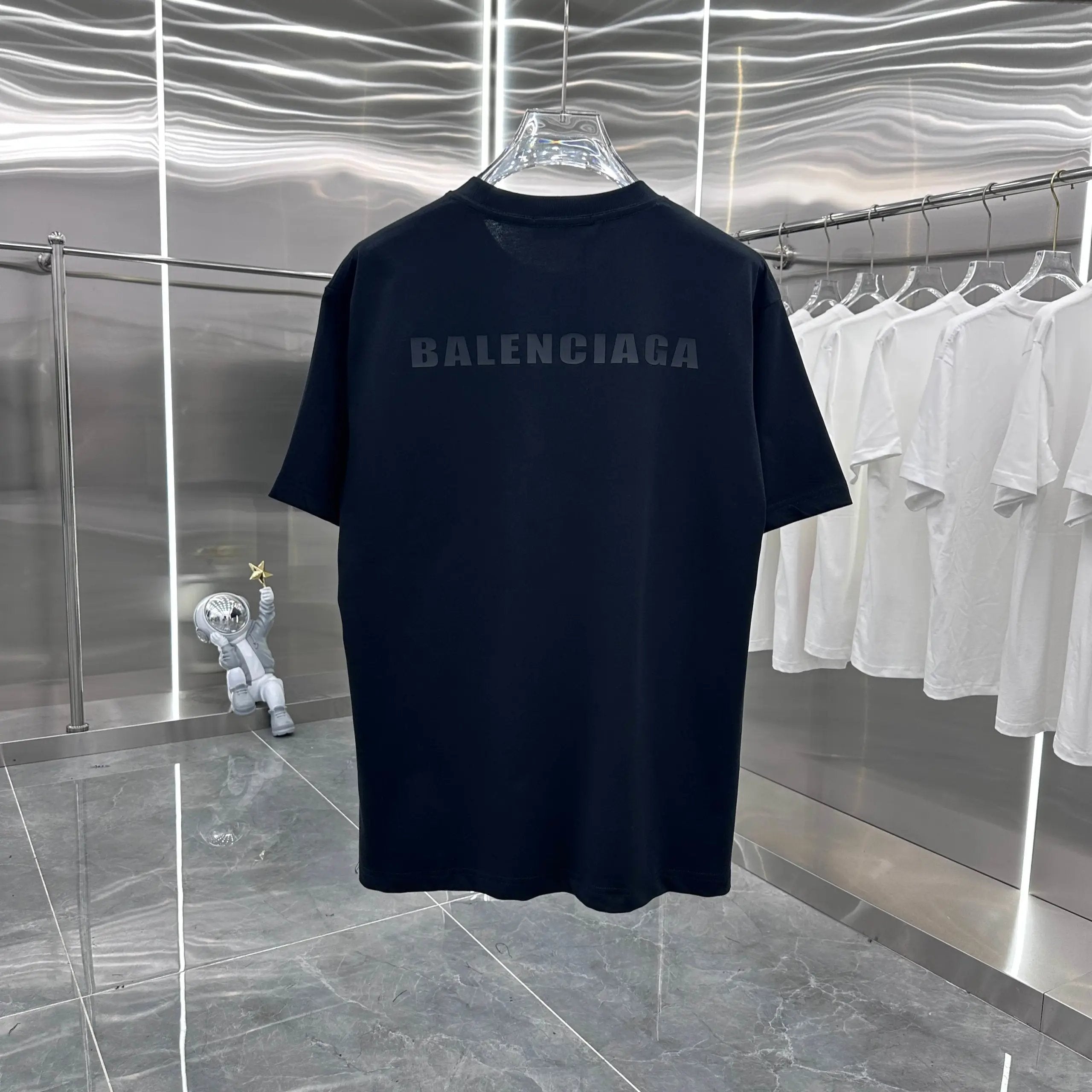 Balenciaga T-shirt Silicone Chest Engraving Mold logo round Neck Short Sleeve25ss New Pure Cotton Unisex Style T T-shirt OS Loose Fit Base Shirt Top Half Sleeve T-Shirt