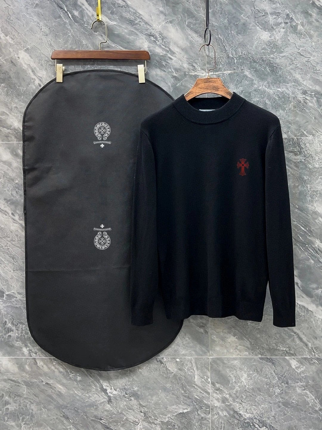 Chrome Hearts Sweater Logo LOGO Three-Dimensional Mock Neck Sweater Long Sleeve Idle Style OS Loose Fit Unisex Knit Top Jacket Versatile Casual Wearable Inside and Outside