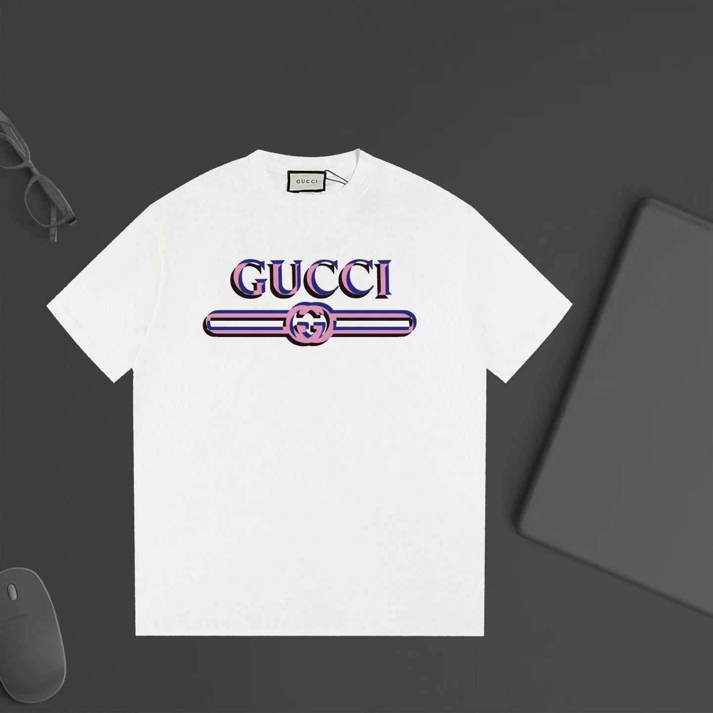 Gucci T-shirt Chest Letter Print logo round Neck Short Sleeve25ss New Pure Cotton Unisex Style T Casual T-Shirt Base Layer Shirt OS Loose Fit Half Sleeve Top Plus Size