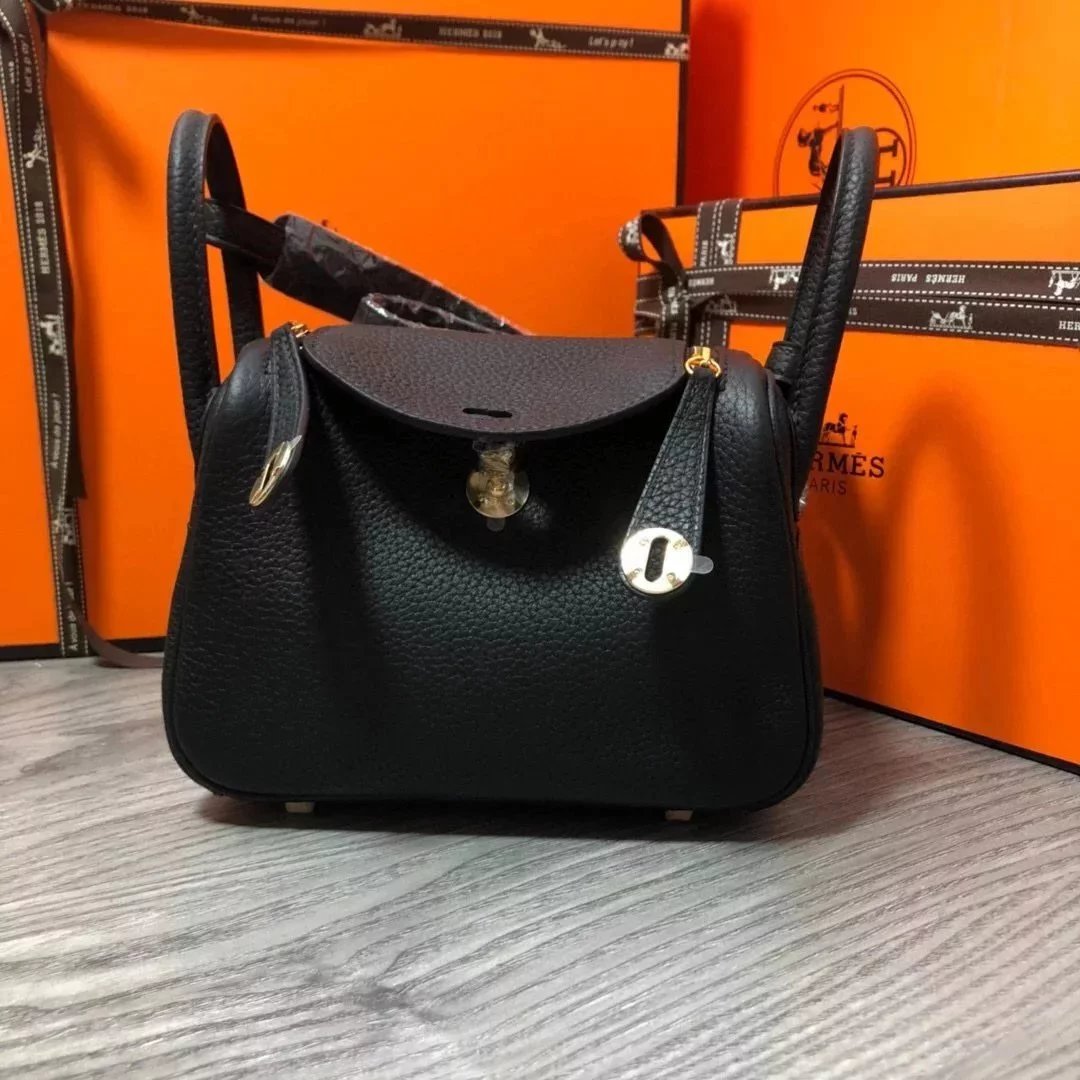 Hermes men's bag Top version 【H Handmade】2020Imported Calfskin Pure Hand Lindy Bag Doctor Bag Shoulder Handbag Medical Box Minilindy19cm26cm Women's Bag