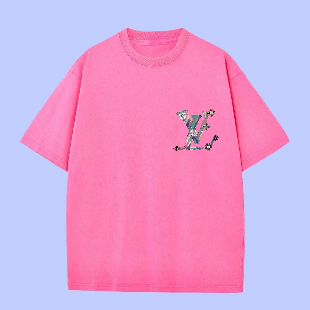 Louis Vuitton LV T-shirt Back Graffiti Sunflower Print logo round Neck Short Sleeve25ss New Pure Cotton Unisex Style T T-shirt OS Loose Fit Base Shirt Half Sleeve T-Shirt Top Half Sleeve