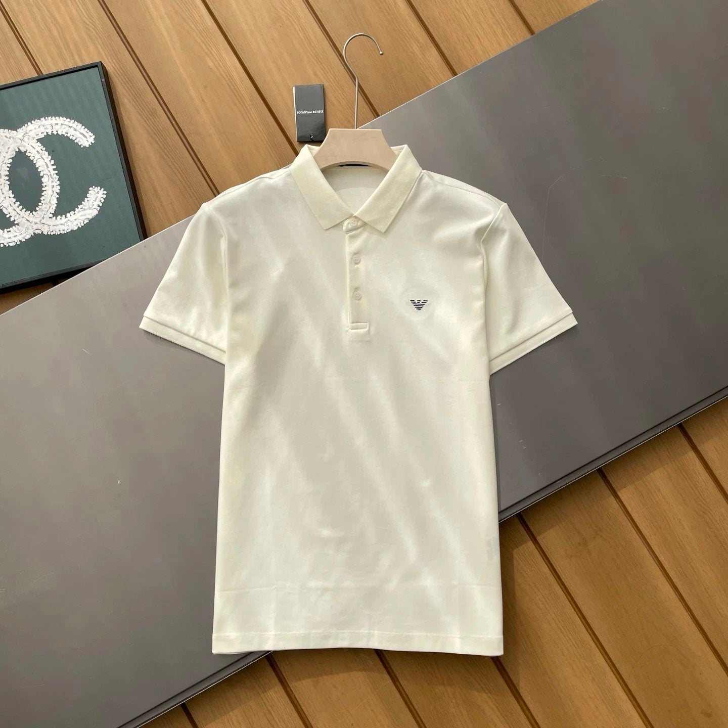 Armani T-shirt Chest Logo logo Embroidery POLO Shirt Lapel Short Sleeve25ss New Unisex Summer Short Sleeve OS Loose T Business Half Sleeve Shirt Plus Size T-Shirt