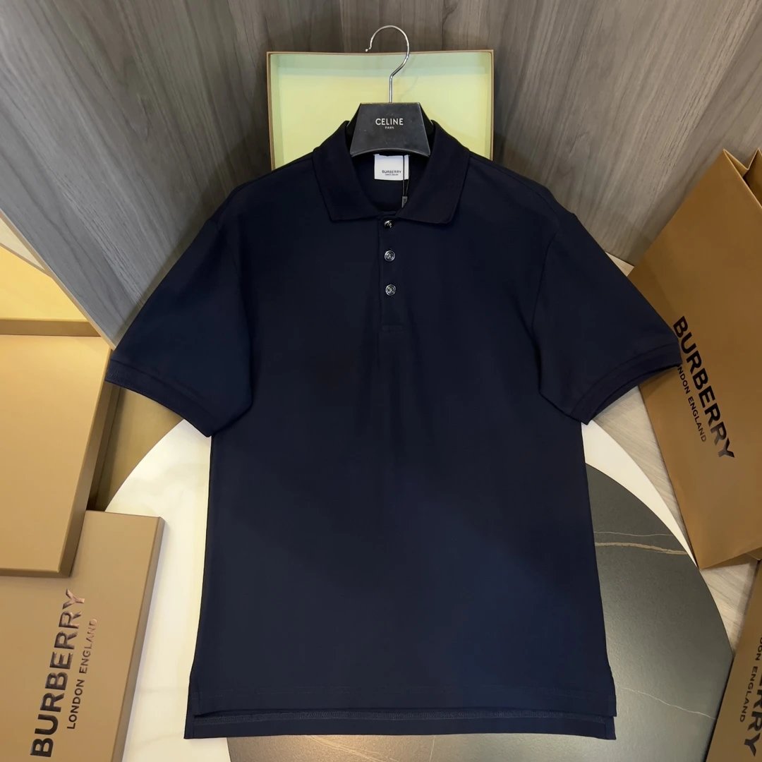 Burberry T-shirt TB Metal Button Decoration logoPOLO Short Sleeve Turn-down Collar Shirt Unisex Summer Loose Fit T Business Commuter Short Sleeve Shirt Plus Size