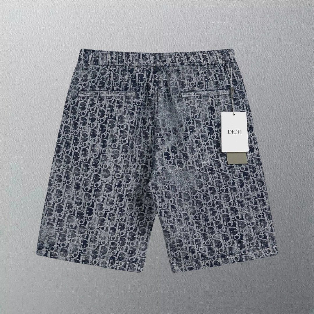 Dior shorts Allover Letter Print logo Denim Shorts Five-Point Pants25ss New Casual Summer Pants5Two-in-One Casual Sweatpants for Men and Women