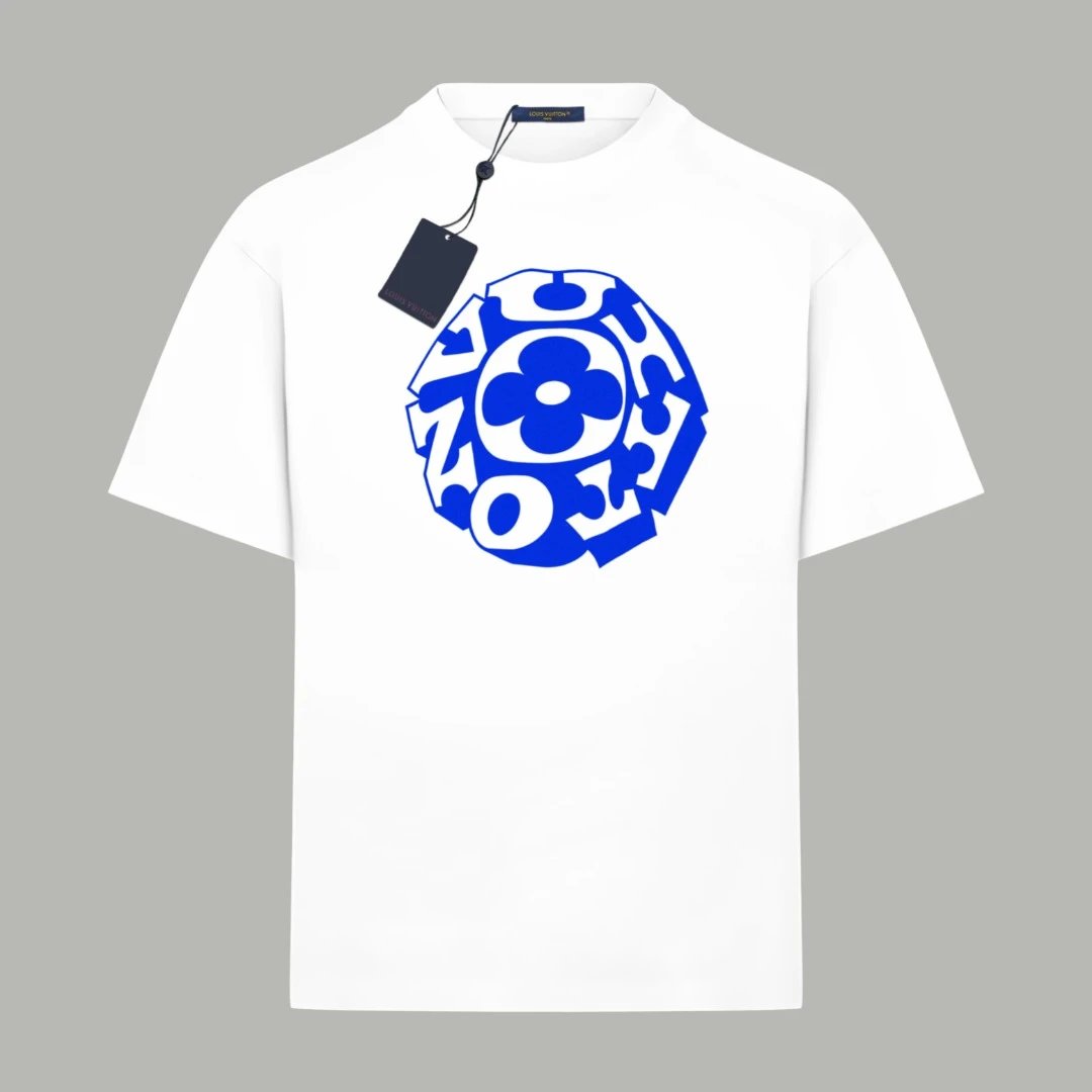 Louis Vuitton LV T-shirt 3D Letter Print on the Chest logo round Neck Short Sleeve25ss New pure cotton T Unisex T-Shirt OS Loose Fit Base Shirt Top Half Sleeve T-Shirt
