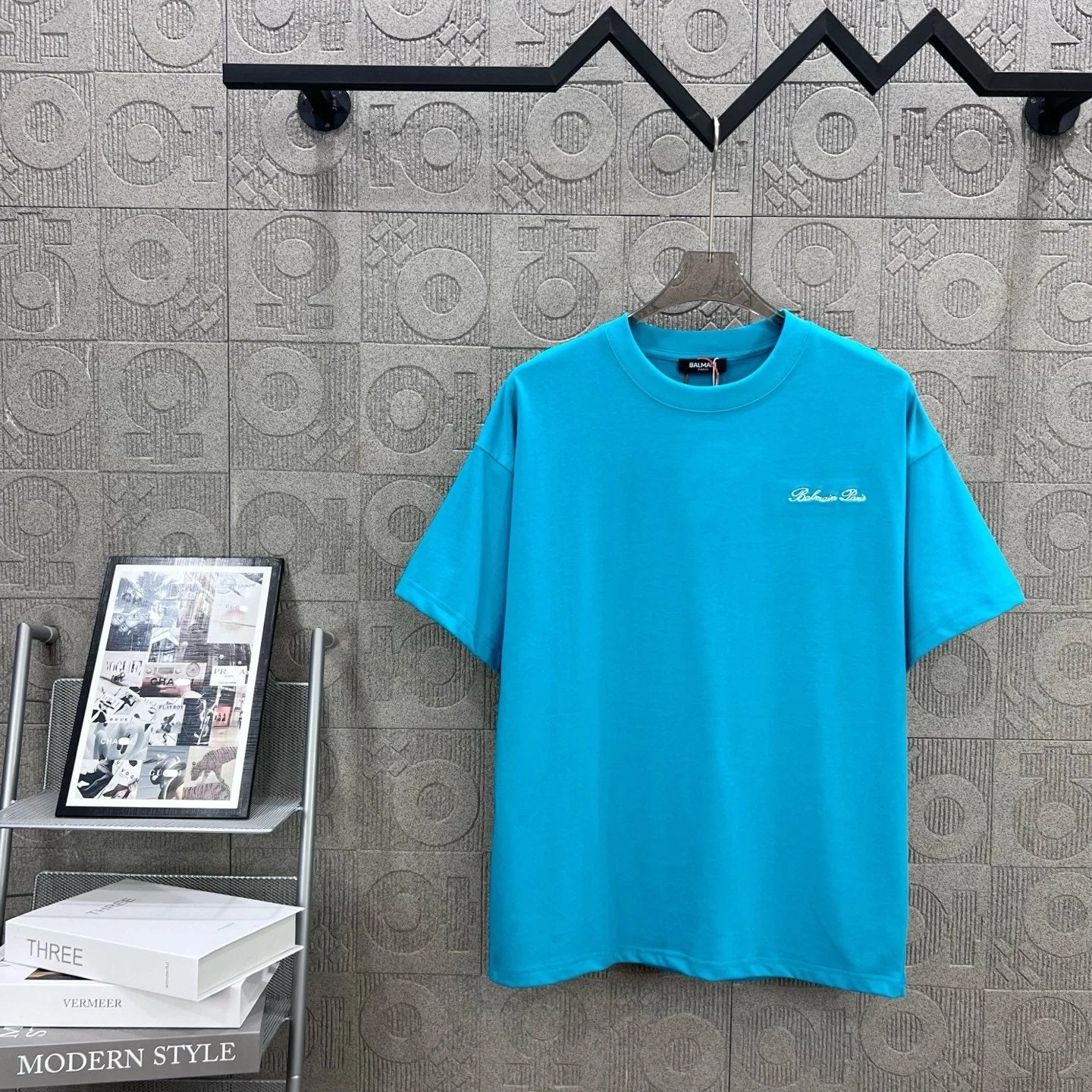Balmain T-shirt Front and Back Simple Letter Embroidery logo round Neck Short Sleeve25ss New pure cotton T Unisex T-Shirt OS Drop Shoulder Loose Fit Base Shirt Top T-Shirt Short Sleeve
