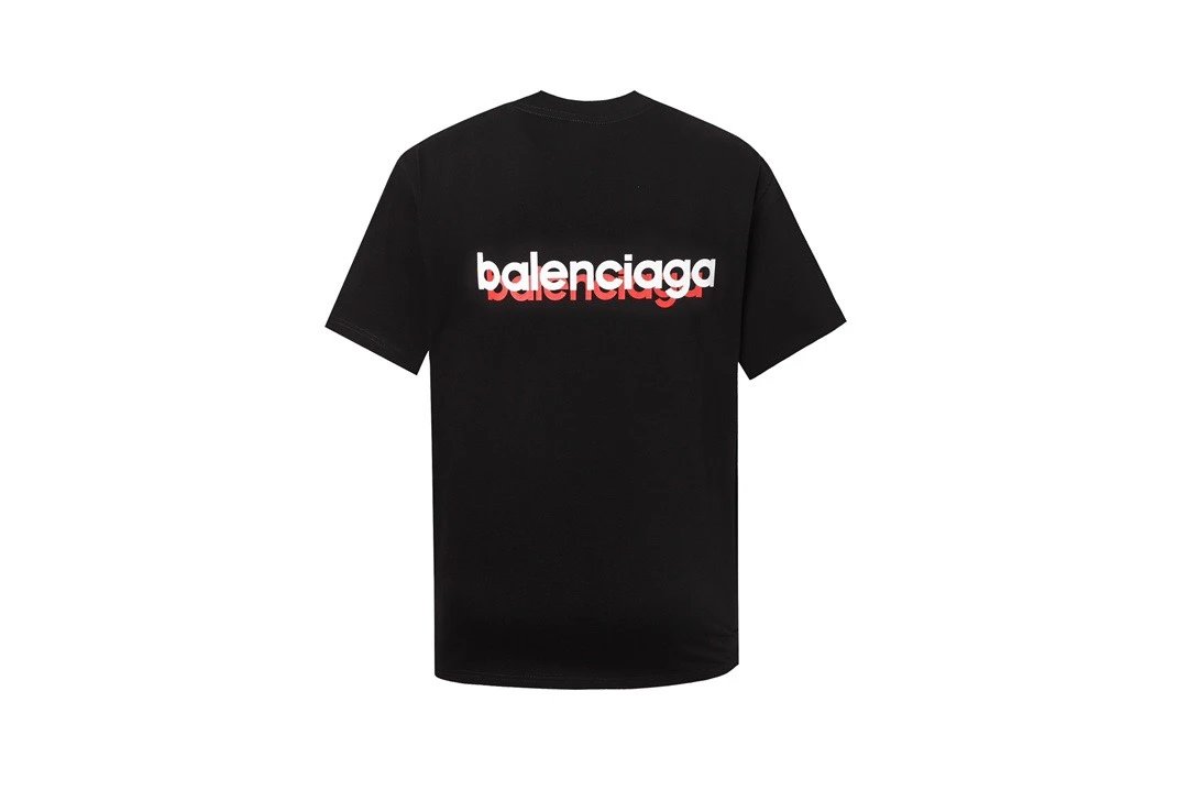 Balenciaga T-shirt Back with Double Letter Print logo round Neck Short Sleeve25ss New Pure Cotton Unisex Style T Casual T-Shirt Base Layer Shirt OS Loose Fit Half Sleeve Top Plus Size