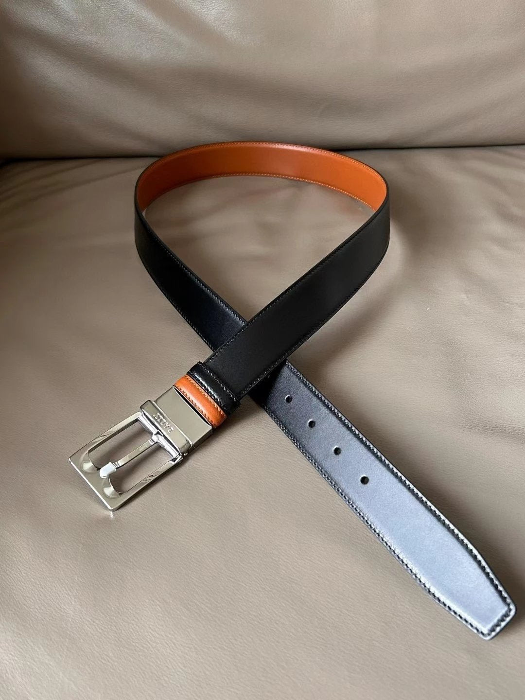Bally Belt Top version Original Single Belt Counter New Men's Double-Sided Casual Business Belt Wide3.4cm Double-Sided Head Layer Cowhide Belt First Layer Cow Leather Belt Men and Women Business Casual Belt Belt Men's Leather Belt