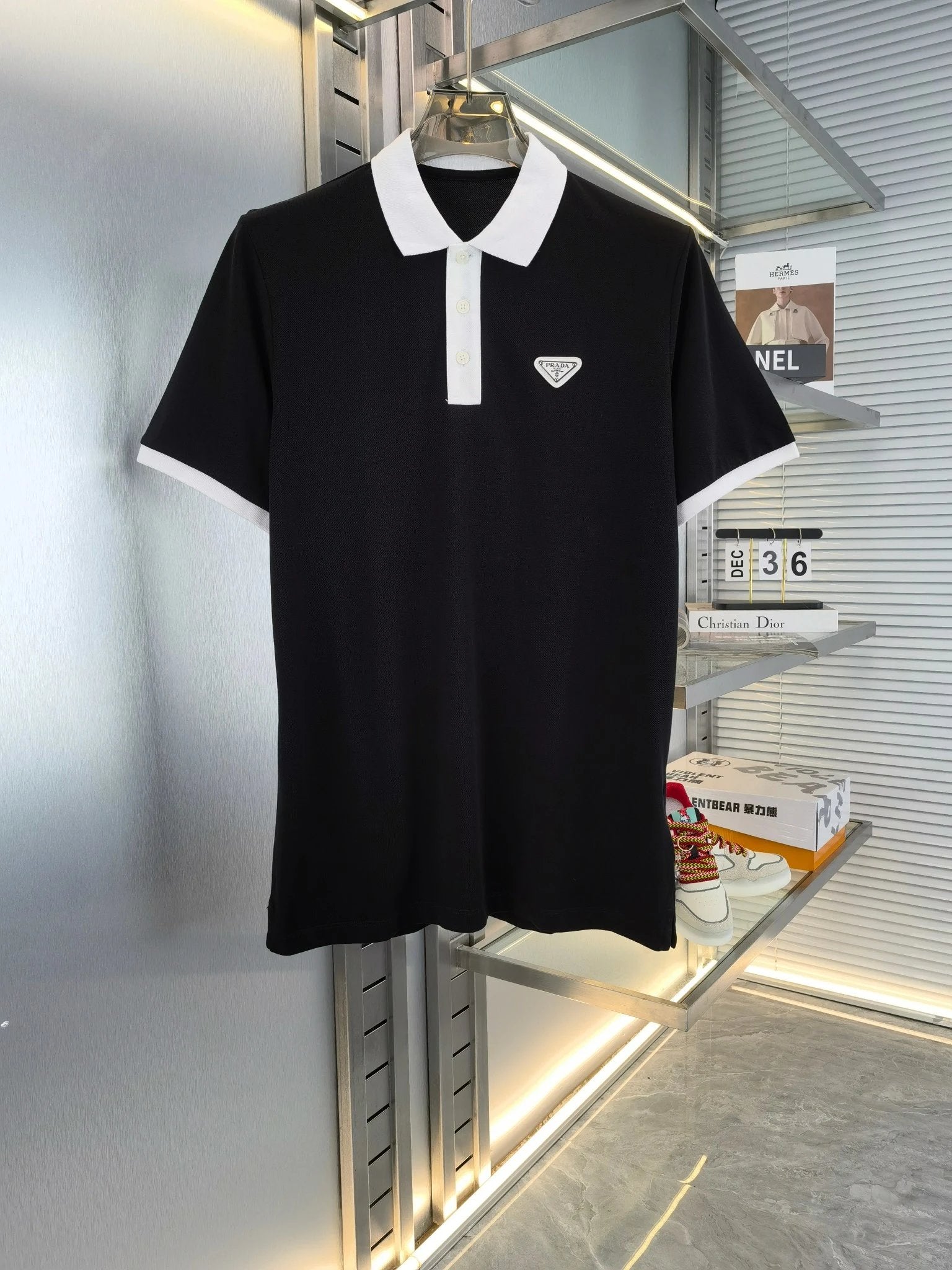 PRADA T-shirt Chest Triangle Mark Letters logo Veneer POLO Shirt Lapel Short Sleeve25ss New Unisex Summer Loose Short Sleeve T Business Commuter Short Sleeve Shirt Plus Size T-Shirt
