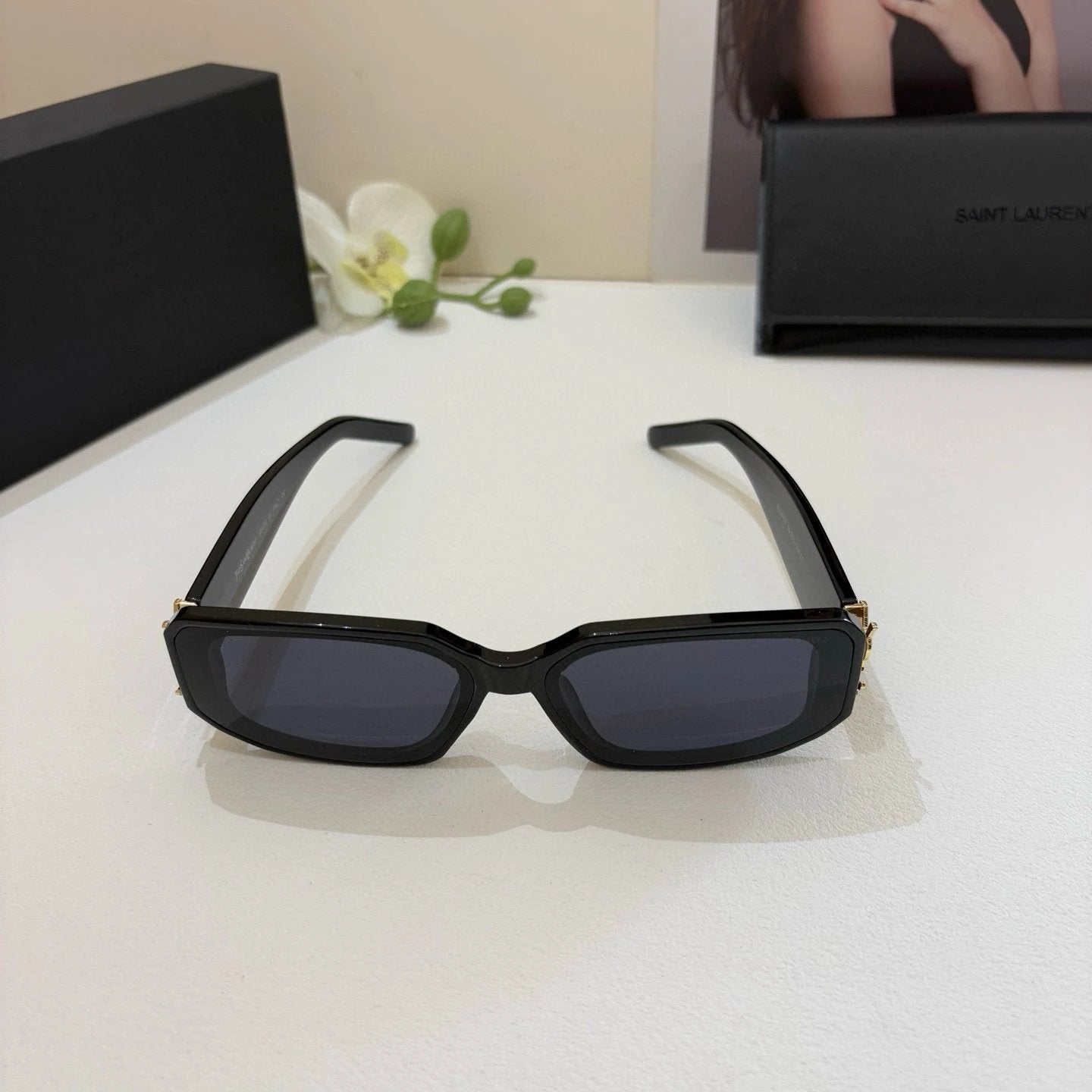 YSL Sunglasses Metal Frame Sunglasses Slimming No Prescription Unisex Couple Style Driving Beach Fishing UV Protection25ss New Sports Casual Versatile