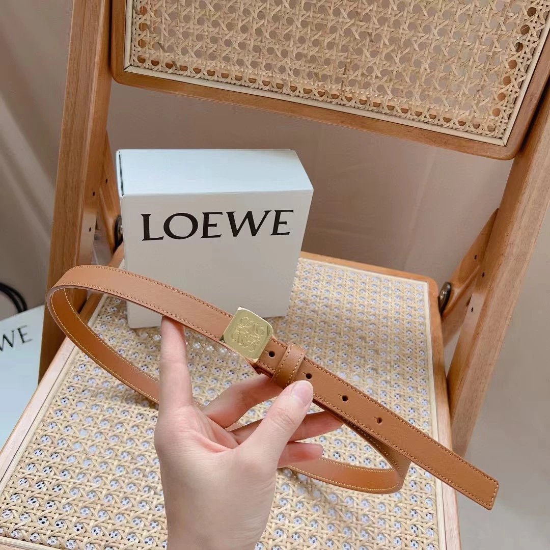 LOEWE Belt Top version 【Original Order】Women's Original Single New Cream Gentle Belt2.0cm Boutique Letter Buckle Official Network Synchronization New Selected Imported First Layer Calfskin New Versatile Detail Line Ladies Belt Counter New Waist Belt Belt