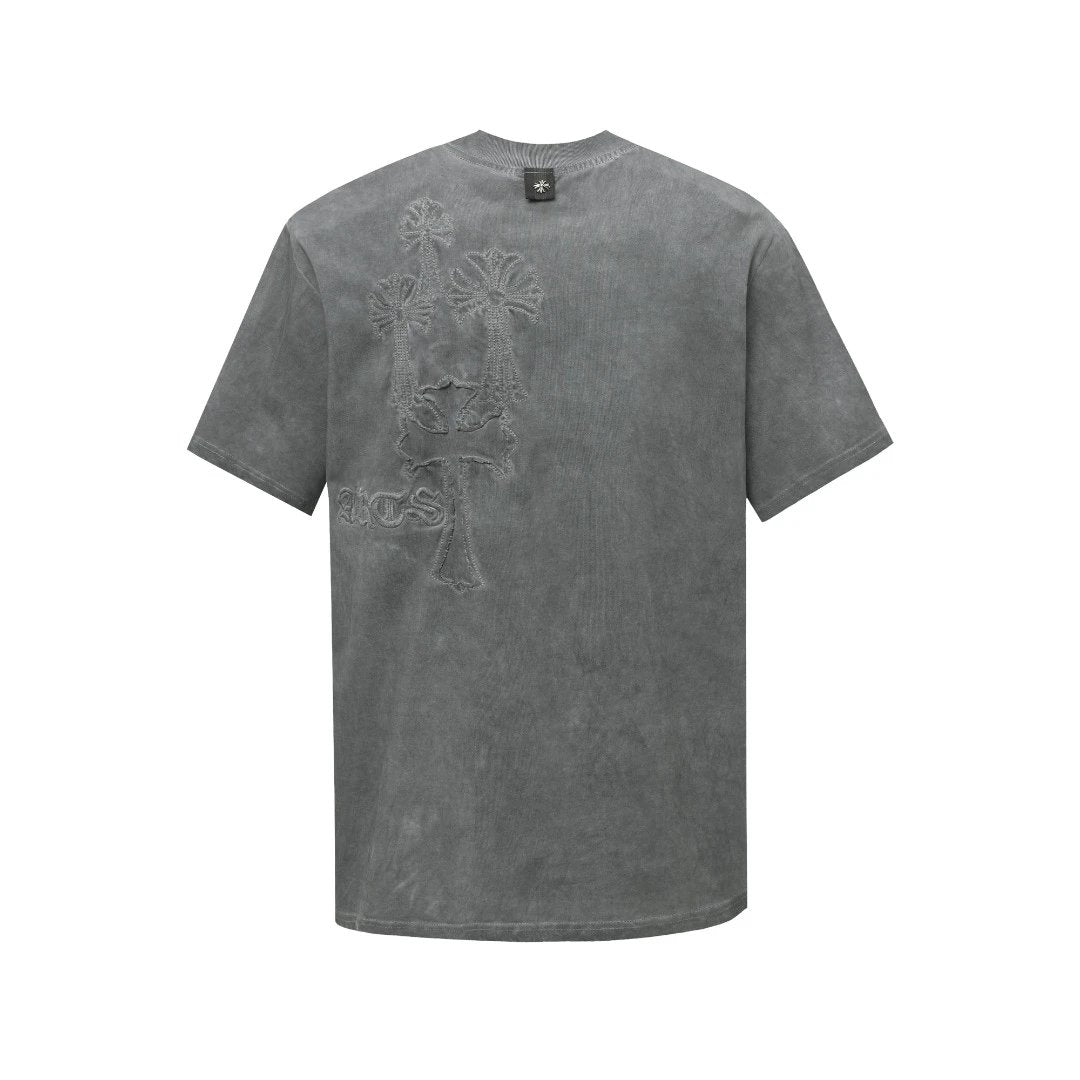 Chrome Hearts T-shirt Chest with Sanskrit Script Embroidery logo round Neck Short Sleeve25ss New pure cotton T Unisex T-Shirt OS Drop Shoulder Loose Fit Base Shirt Top T-Shirt Short Sleeve