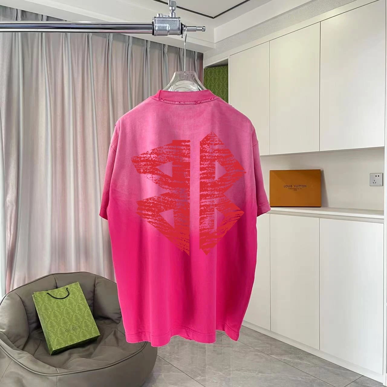 Balenciaga T-shirt Double Back B Large Printing logo round Neck Short Sleeve25ss New Pure Cotton Unisex Style T T-shirt OS Loose Fit Base Shirt Top Half Sleeve T-Shirt