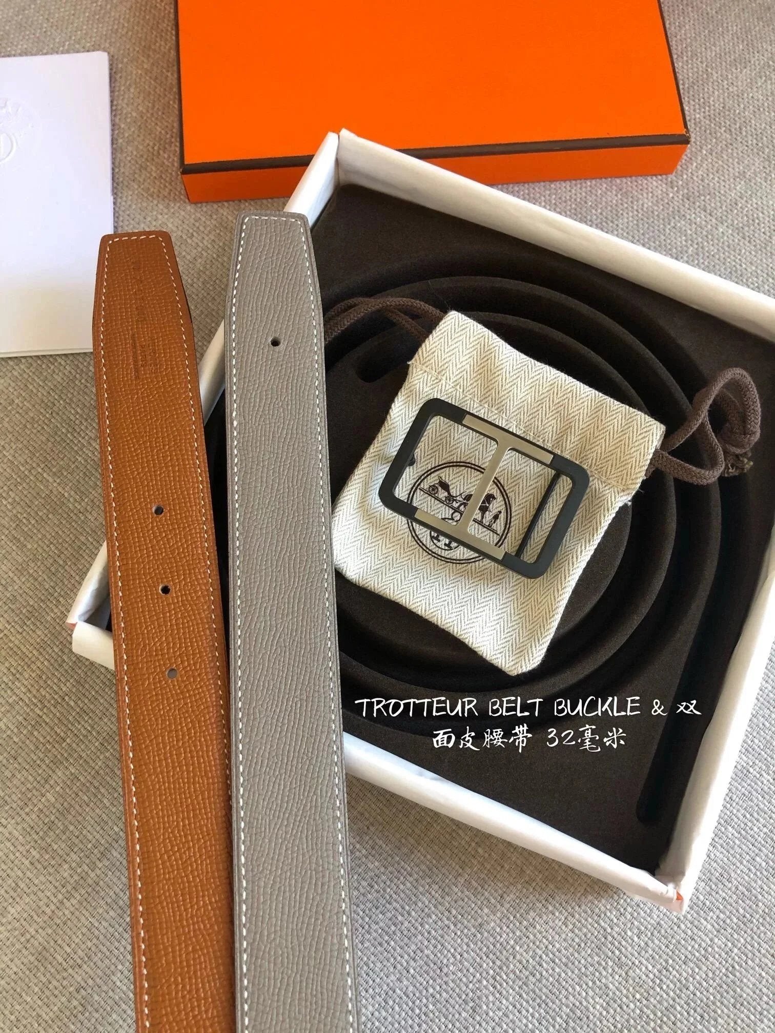 Hermes Belt Top version New High Quality Calfskin Business Men's Belt H Letter Buckle Casual Versatile Double-Sided Belt Belt Buckle Belt for Women3.2cm