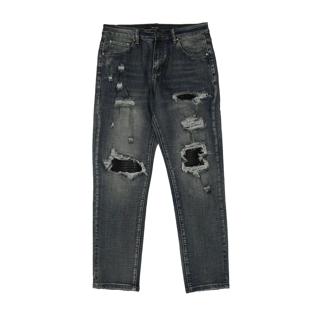 Amiri Jeans Jeans Washed Ripped Slim Fit Calf-Length Pants High Waist Unisex24ss Autumn and Winter New Products