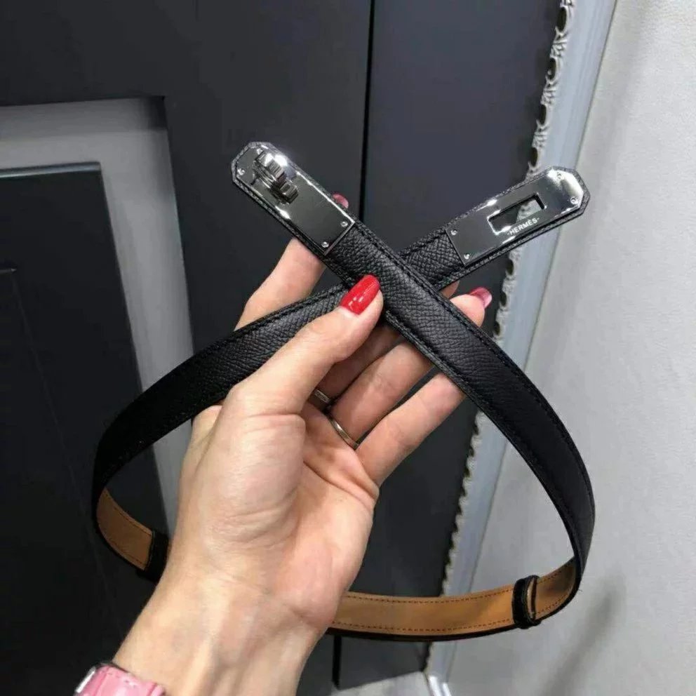 Hermes Belt Top version New Full Set Belt Women's First Layer Cowhide Leather Casual All-Matching Fashion Belt Kelly Women's Thin Belt