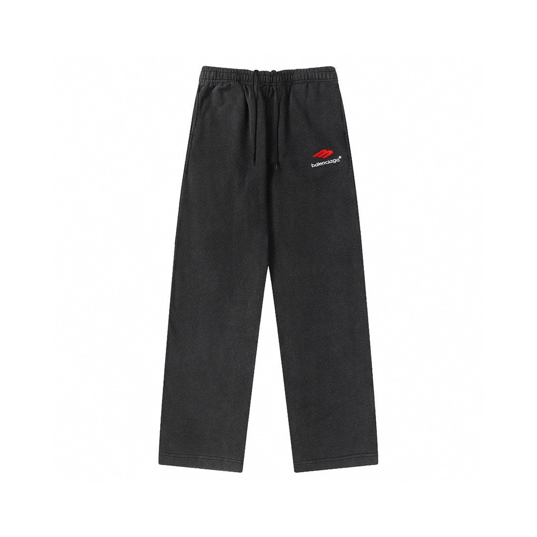 Balenciaga Sweatpants Washed and Worn M Label LOGO Embroidered Straight-Leg Sweatpants Sports Pants Autumn Unisex Long Pants Drawstring Winter Loose Plus Size Casual Pants High Waist