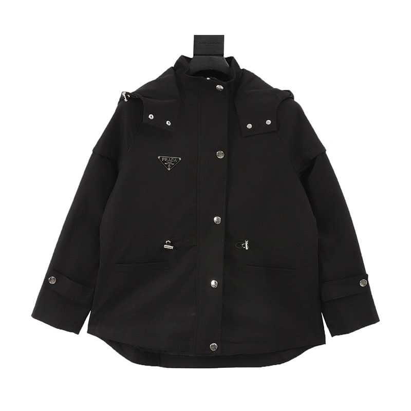PRADA Jackets Women's Metal Triangle Mark Quilted Trench Coat Coat