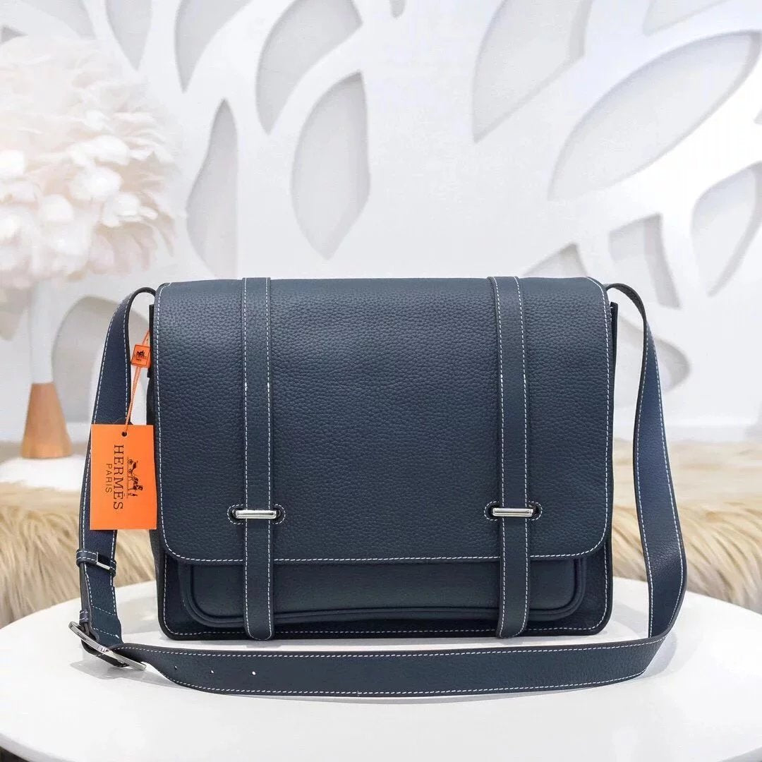 Hermes men's bag Top version High-End Men's and Women's Bags Shoulder Bag Crossbody Bag Men's and Women's Universal H Steve steve One of the Classic Masterpieces of Double-Drawer Belt, Original Factory togo Leather