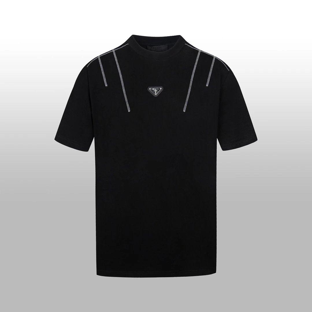 PRADA T-shirt Chest Triangle Mark logo round Neck Short Sleeve25ss New Pure Cotton Unisex Style T Casual T-Shirt Base Layer Shirt OS Loose Fit Half Sleeve Top Plus Size