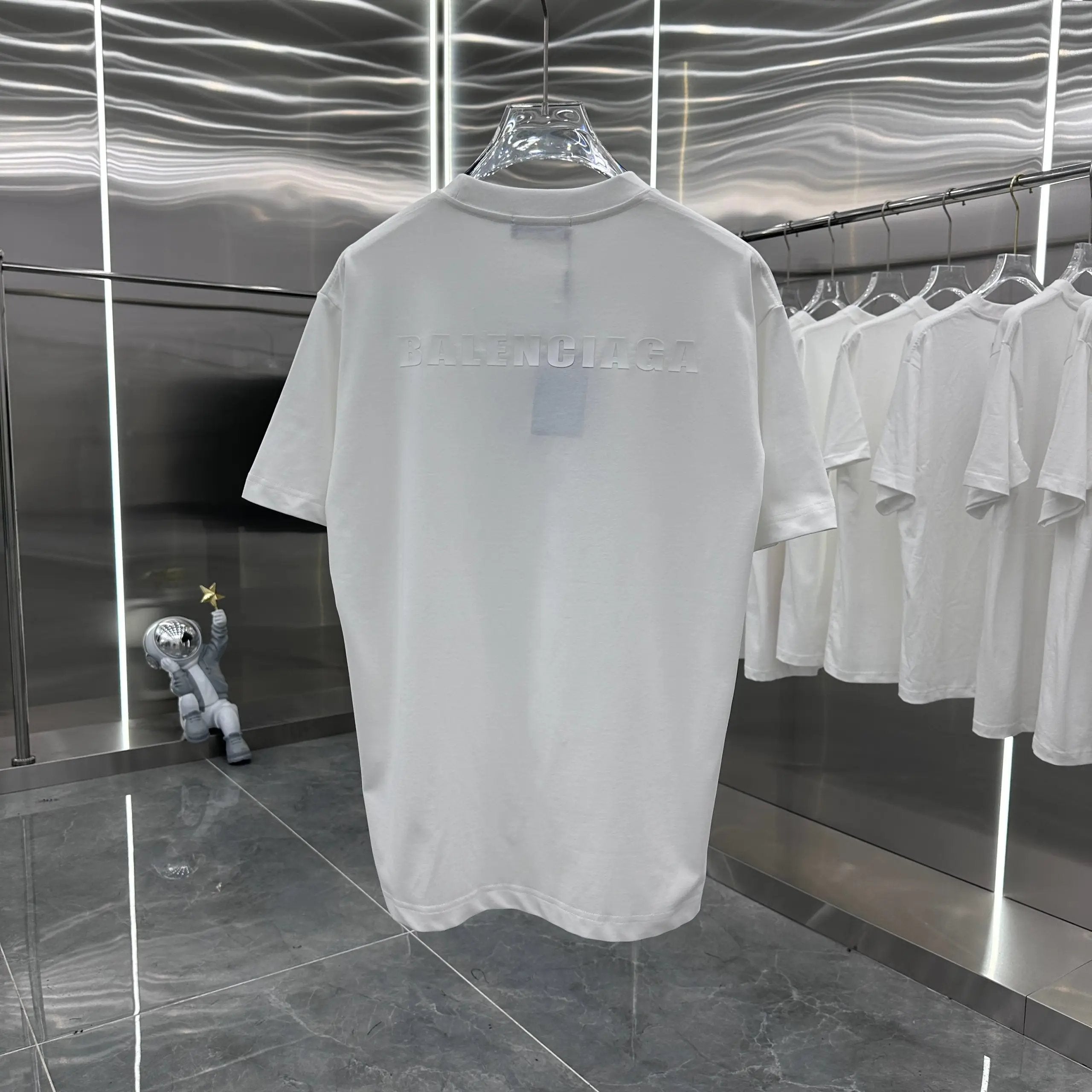 Balenciaga T-shirt Silicone Chest Engraving Mold logo round Neck Short Sleeve25ss New Pure Cotton Unisex Style T T-shirt OS Loose Fit Base Shirt Top Half Sleeve T-Shirt