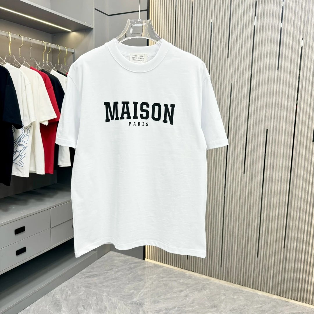 Maison Margiela T-shirt 3D Silicone Chest Craft logo round Neck Short Sleeve25ss New Pure Cotton Unisex Style T Casual T-Shirt Base Layer Shirt OS Loose Fit Half Sleeve Top Plus Size