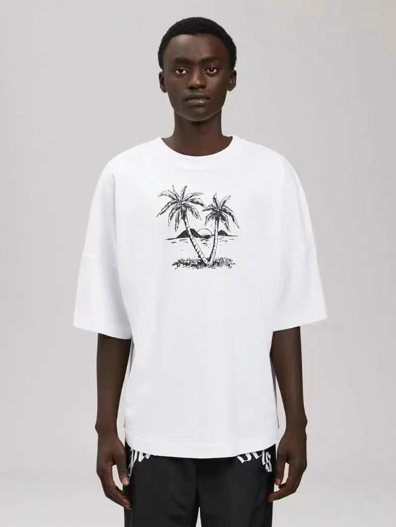 Palm Angels T-shirt Top Version LM Coconut Tree Broken Bear Teddy Bear T T-shirt Short Sleeve Couple European and American Fashion