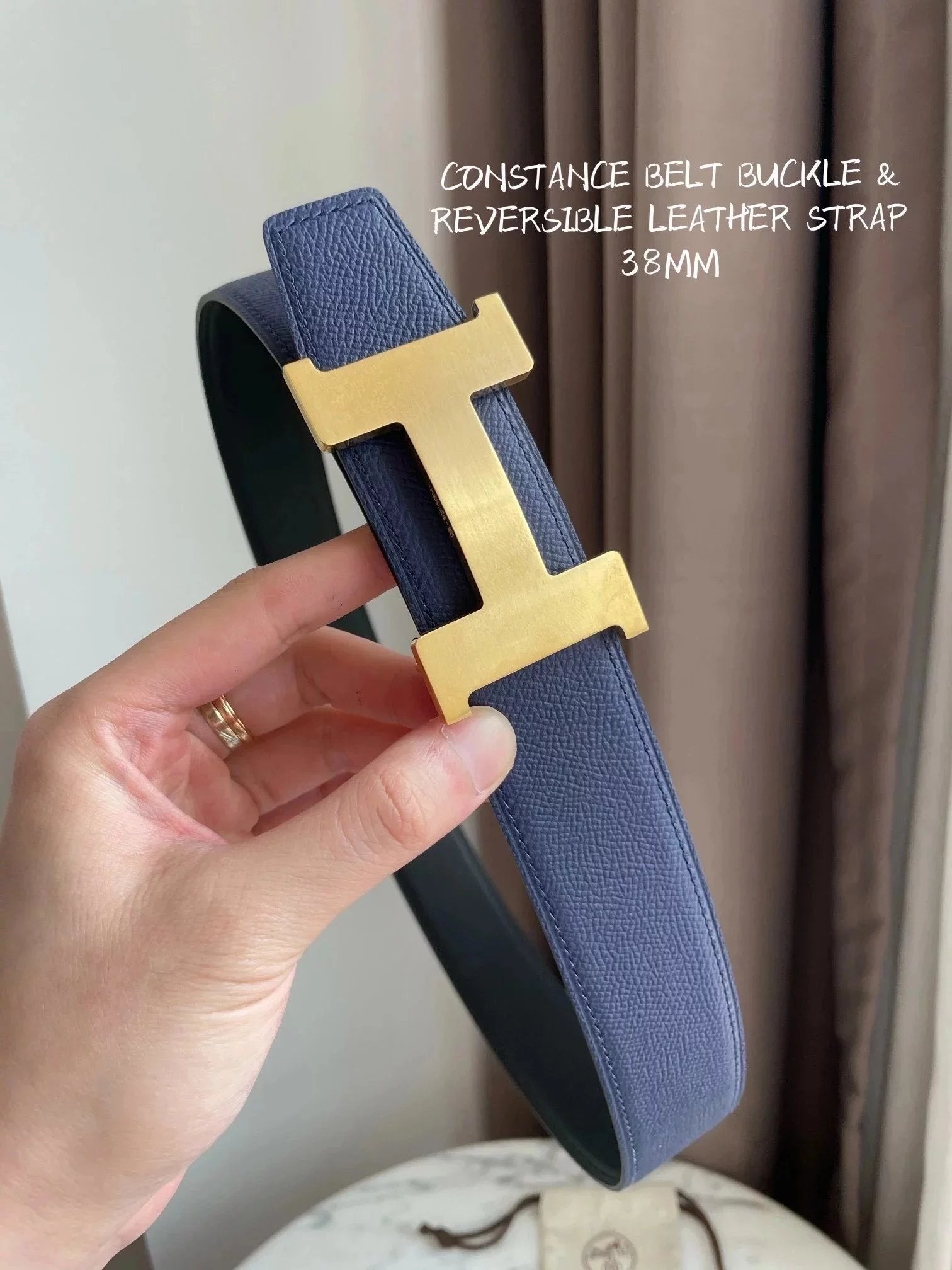 Hermes Belt Top version Spot High Quality h Home Men's Leather Belt Genuine Leather Double-Sided Pure Cowhide Business Casual Belt