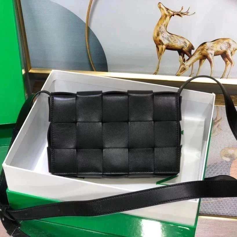 Bottega Veneta Women's Bag Top version 【Special Cabinet Version】Woven bag CROSSBODY Square Bag Pillow Bag(Lambskin)Rubik's cube bag Cassette15Plaid Woven Bag Original Leather Handbag Waist Bag Chest Bag Shoulder Messenger Bag Unisex Men's and Women's Bags
