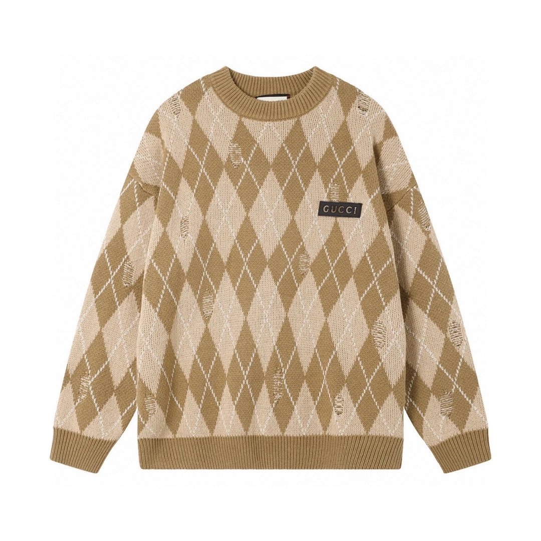 Gucci Sweater Original Standard Rubber Material logo Knitted Crew Neck Sweater Long Sleeve Thickened Lazy Style Unisex Loose Knit Top Coat Versatile Casual Wear