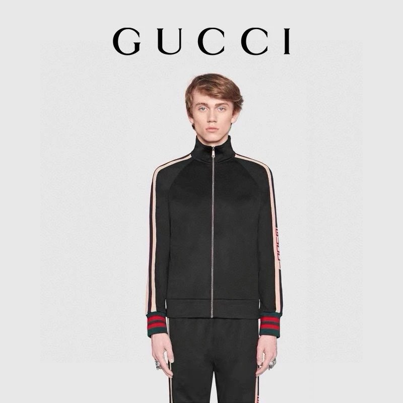 Gucci Jackets Classic Patchwork Webbing Letter Jogger Casual Pants Sweatpants Sports Pants Long Pants Classic Patchwork Webbing Letter Stand Collar Jacket Baseball Jacket Versatile Sports Set Unisex24ss Autumn and Winter New Products