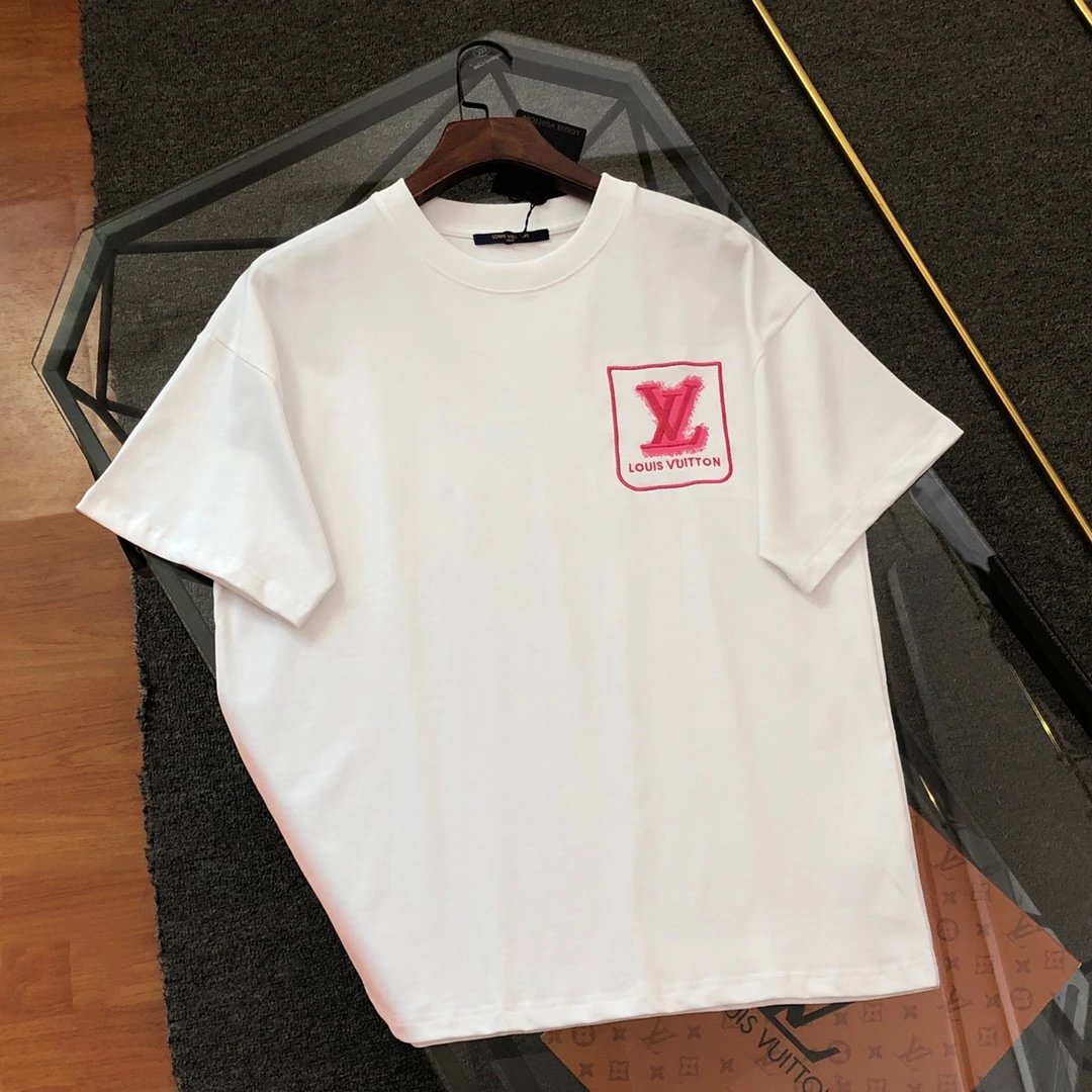 Louis Vuitton LV T-shirt Front Chest Embroidered Design logo Round neck short-sleeve pure cotton T T-shirt ins Unisex Simple Summer New Casual Base Shirt T-Shirt