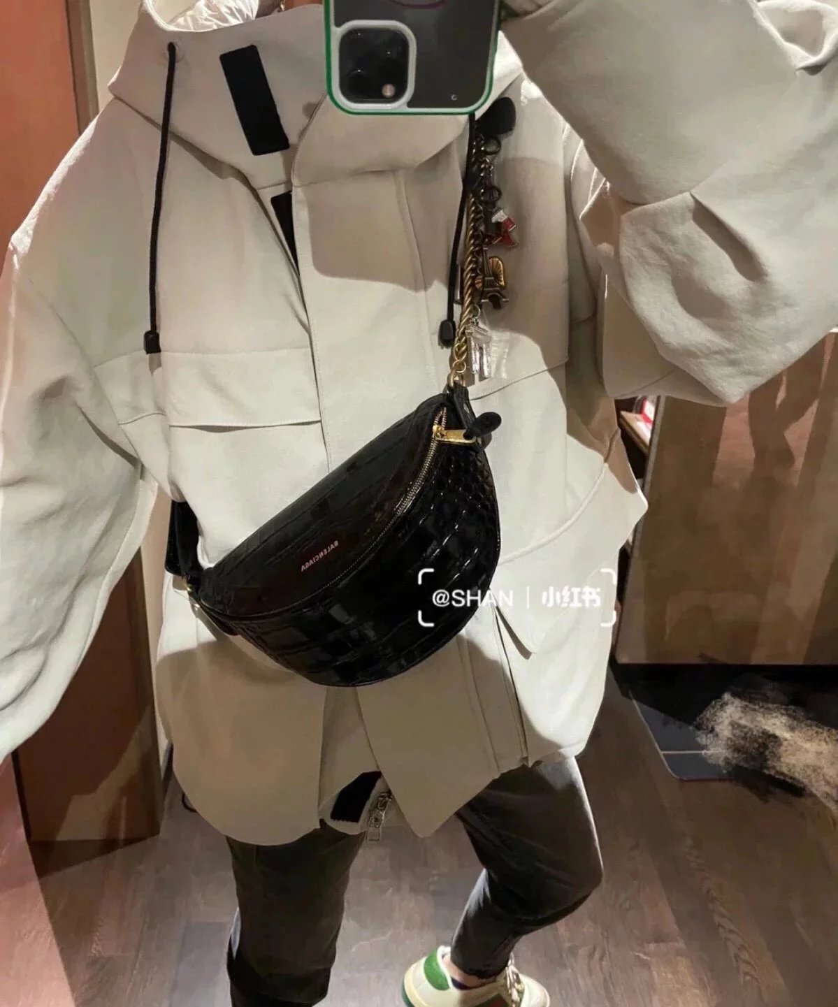 Balenciaga Bag Top version New crocodile pattern Balen Half-Month Use Imported Crocodile Cowhide Material Waist Bag Chest Bag Shoulder Bag Messenger Bag Handbag Women's Bag