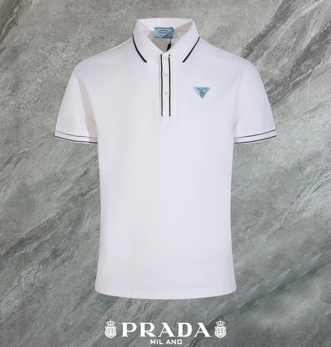 PRADA T-shirt Chest Triangle Mark Letters logo Patch POLO Shirt Lapel Short Sleeve25ss New Unisex Commuter Short Sleeve Summer Loose Fit T Business Shirt Plus Size T-Shirt