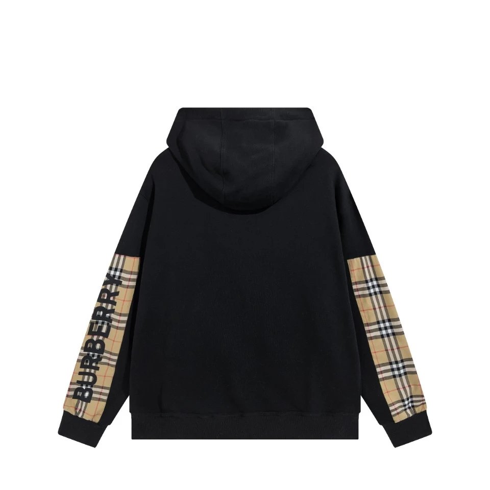 Burberry Hoodie Plaid Hooded Patchwork Jacket Casual Loose Versatile Zipper Hoodie Sweatshirt Unisex Sportswear24ss Autumn and Winter New Products