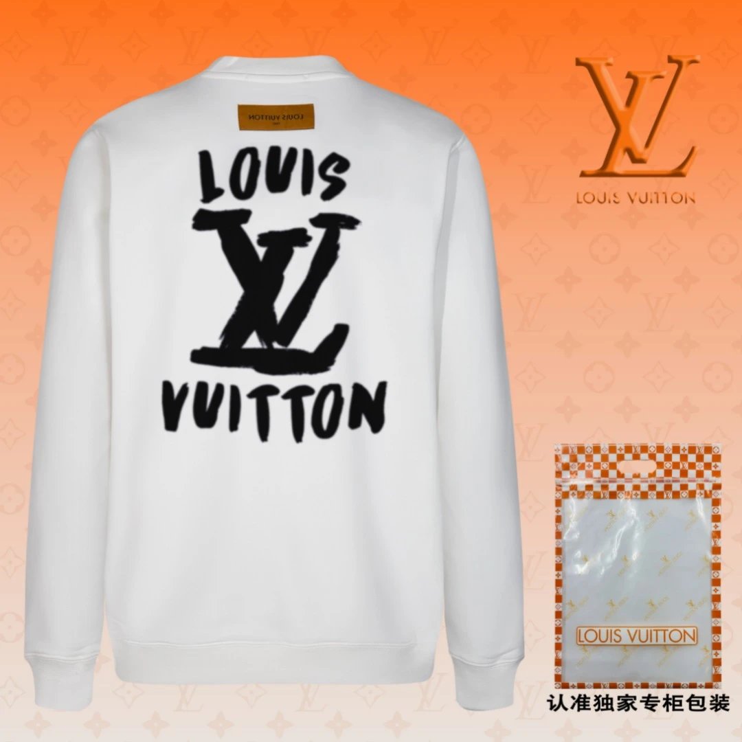 Louis Vuitton LV Hoodie Large back logo Runway Style Crewneck Sweatshirt Long Sleeve Base Shirt Jacket Top Fashion Unisex Sports Casual OS Loose Fit Versatile New Autumn Winter Collection