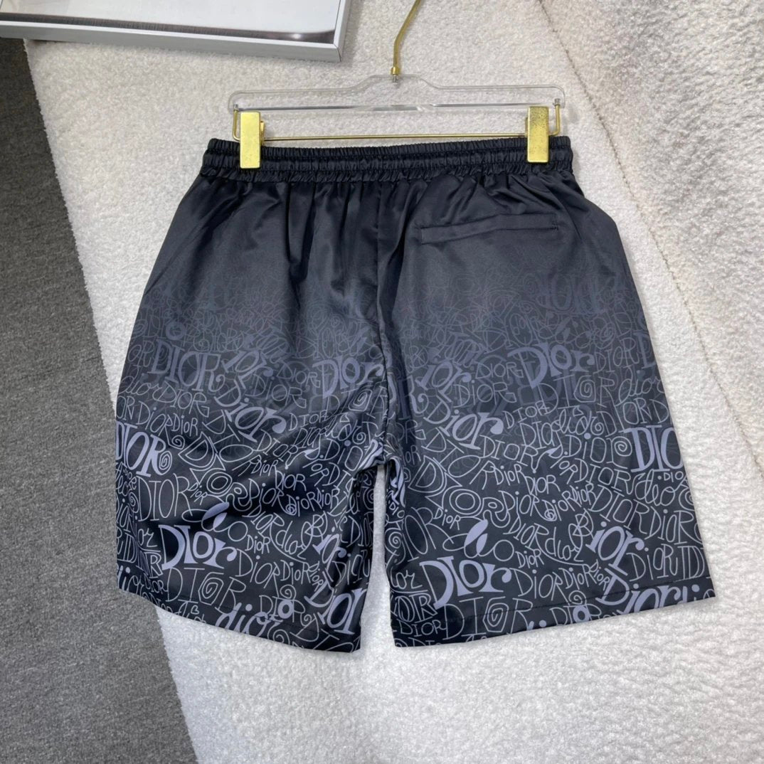 Dior shorts Allover Gradient Letter Print logo Beach Shorts25ss New Men's and Women's Casual Trendy Brand Five-Point Shorts os Loose Quick-Dry Large Shorts5Pants