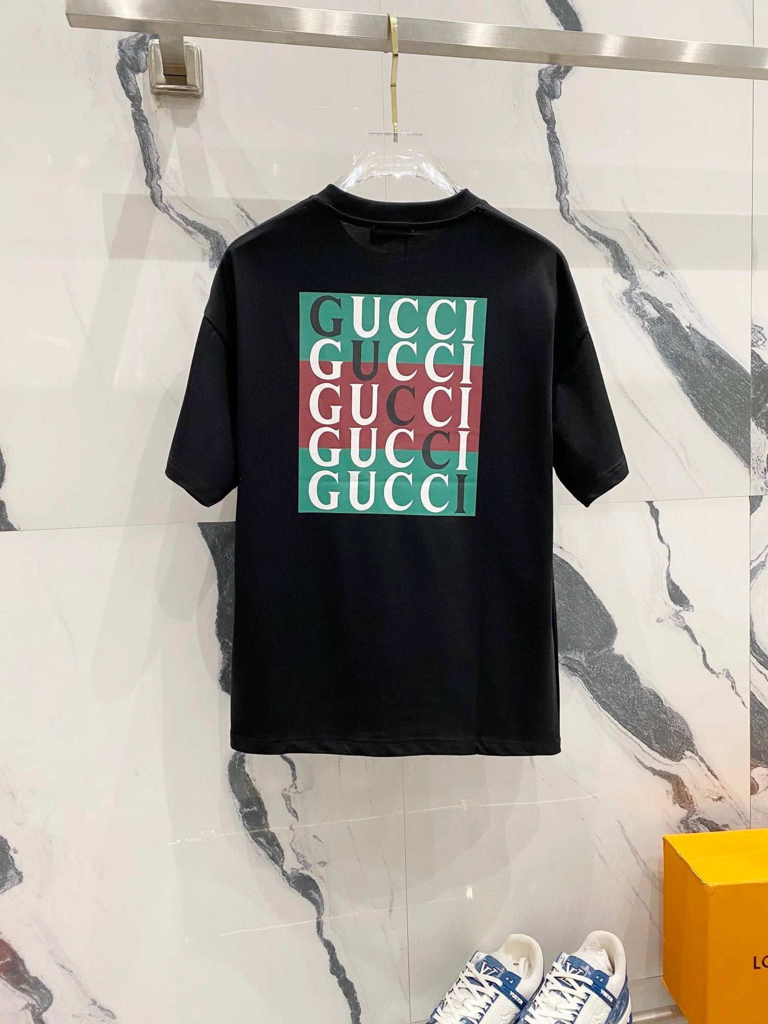 Gucci T-shirt Phantom Red and Green GG Letter Printing LOGO Logo Crew Neck Short Sleeve Pure Cotton T Unisex T-Shirt OS Loose Fit Base Shirt Summer Casual Simple T-Shirt